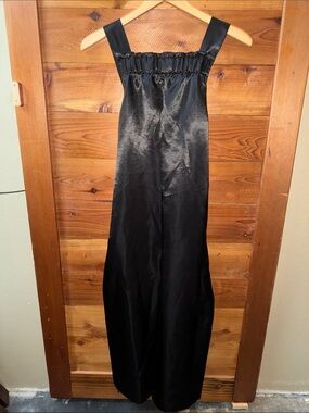 silence + noise Black Satin Jumpsuit with Tie Detail